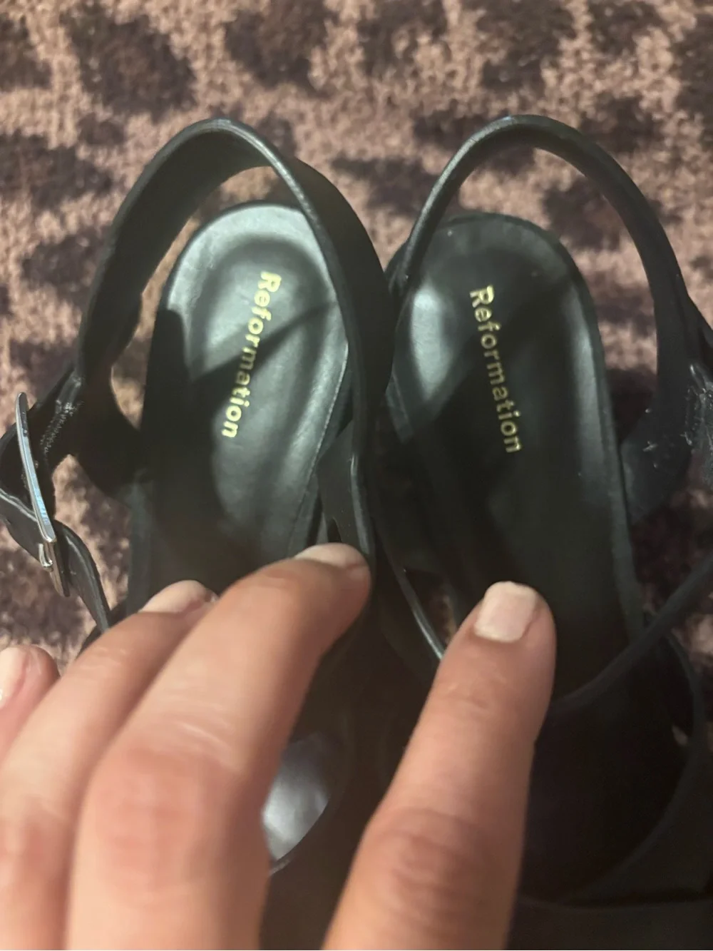 Reformation Juna Platform Leather and Suede Sandal